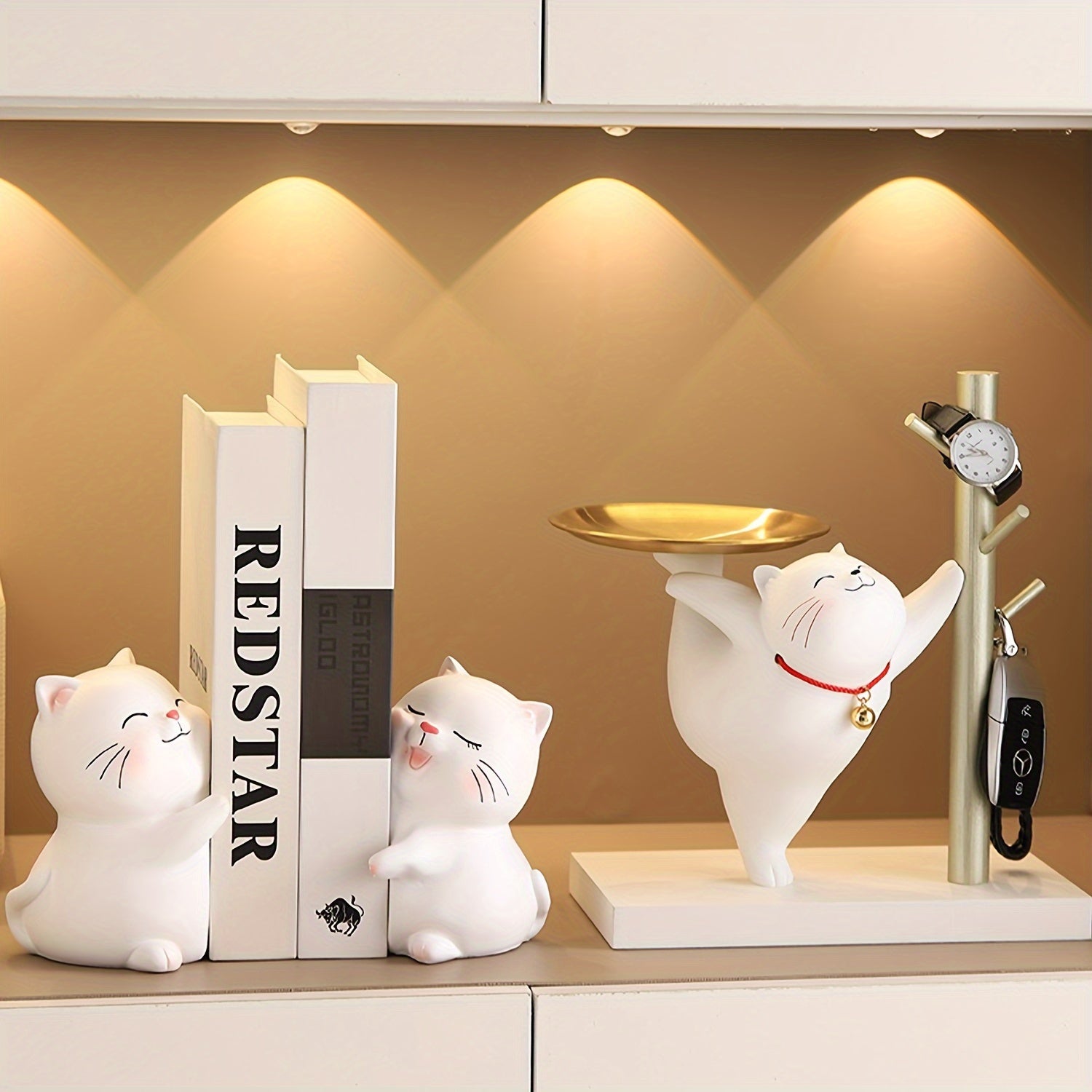 FelineArtistry - Eleganti Porta Libri in Resina a Forma di Gatto - Ideali per Decorare Casa e Ufficio