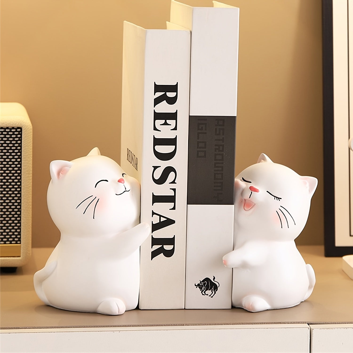 FelineArtistry - Eleganti Porta Libri in Resina a Forma di Gatto - Ideali per Decorare Casa e Ufficio