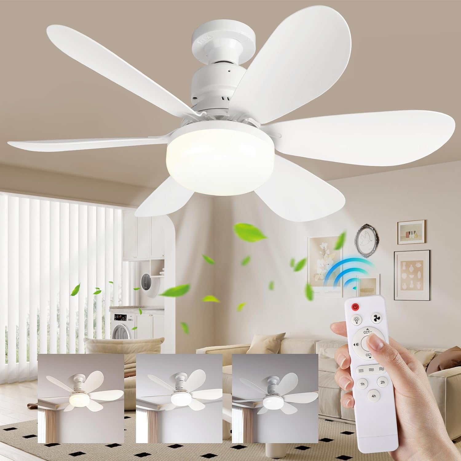 AeroGlow Ventilatore da Soffitto con Telecomando e Illuminazione LED Regolabile per Comfort Moderno