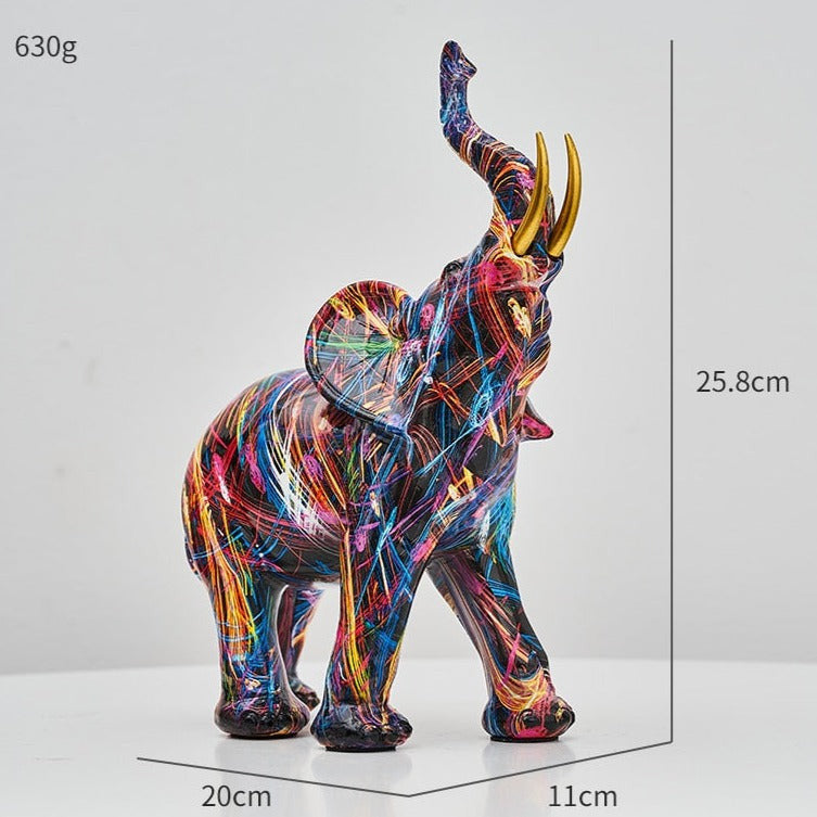 Elefante Vrimlo: Statua Dipinta in Stile Nordico per Arredare con Eleganza e Creatività