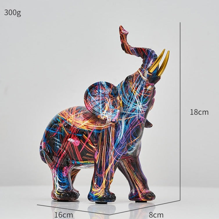 Elefante Vrimlo: Statua Dipinta in Stile Nordico per Arredare con Eleganza e Creatività