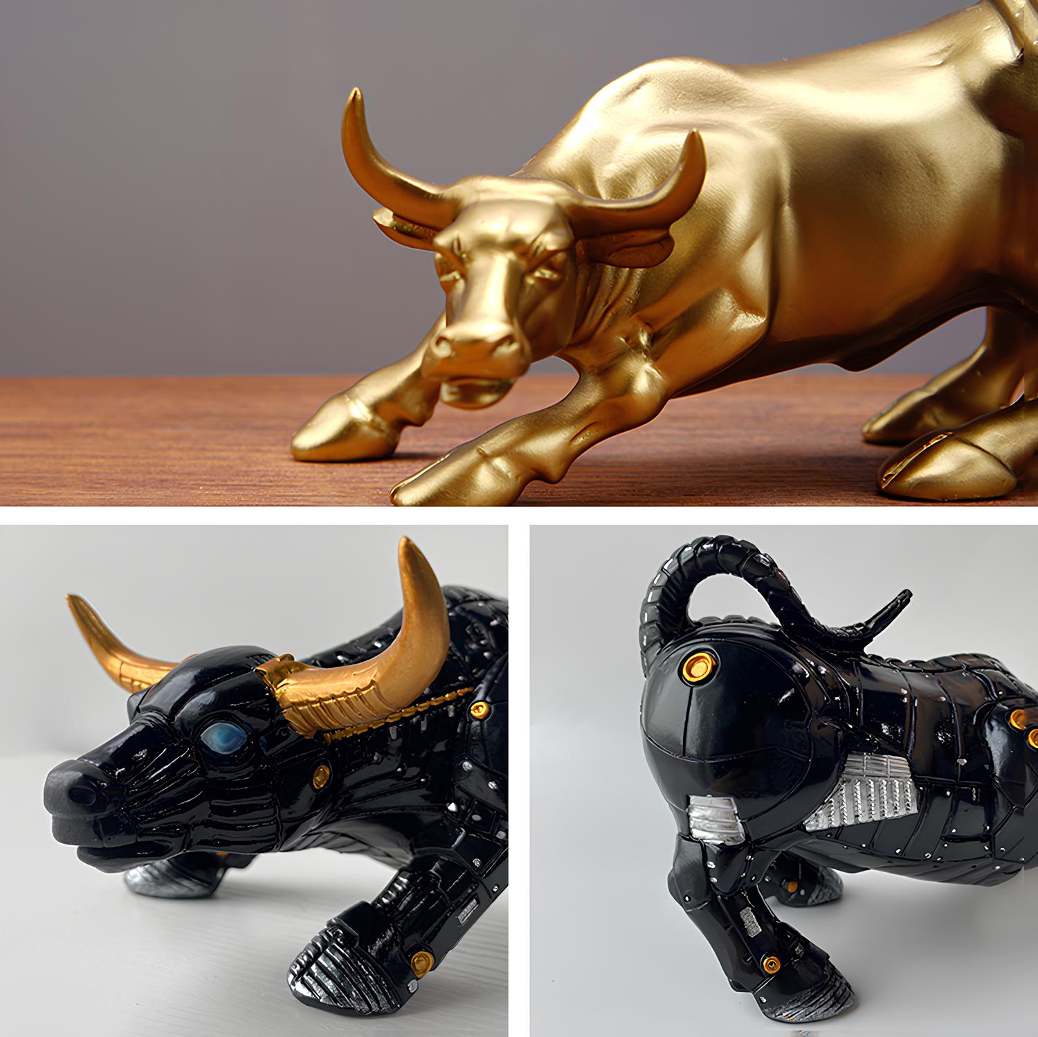 FortunaGlow: Ornamento in Resina Statua del Toro di Wall Street per Feng Shui e Ricchezza