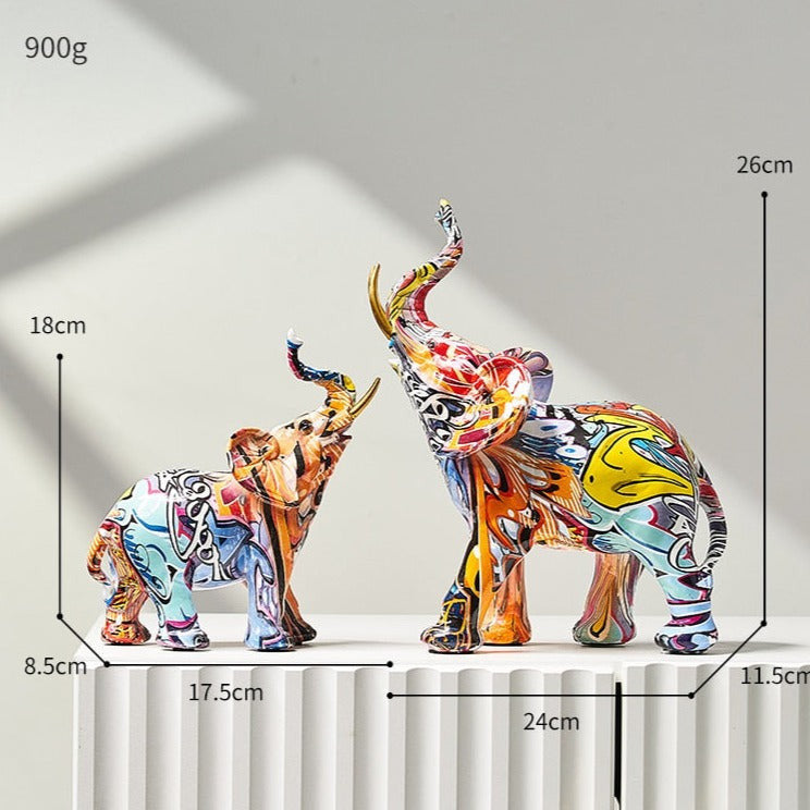 Elefante Vrimlo: Statua Dipinta in Stile Nordico per Arredare con Eleganza e Creatività