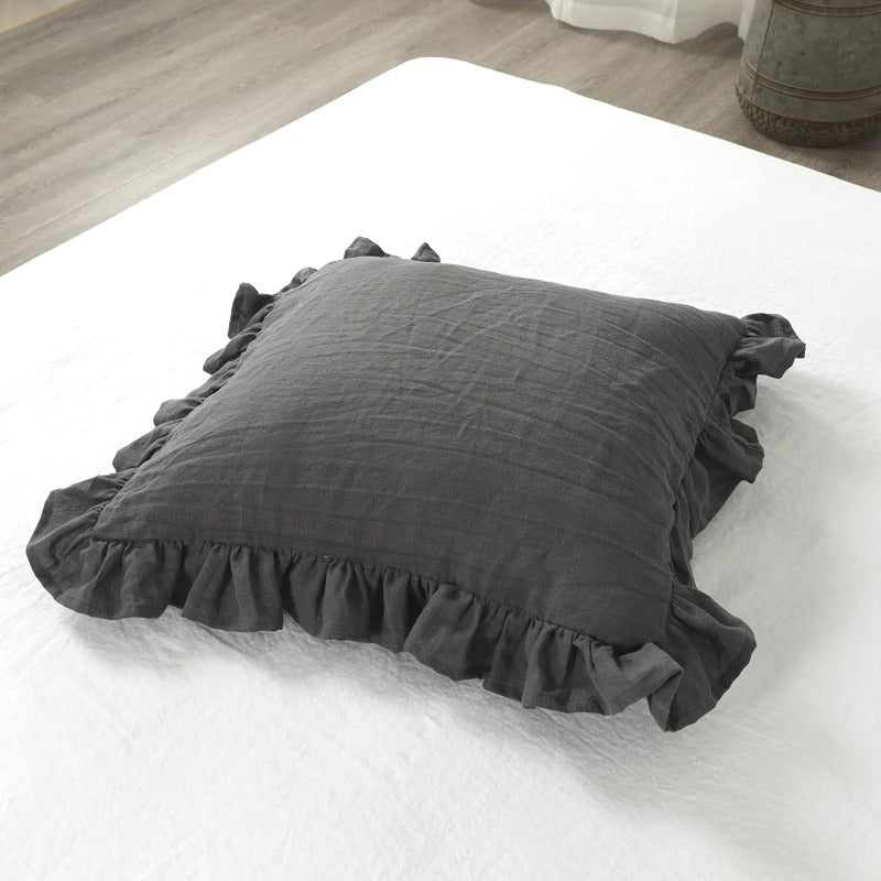 Cuscino Elegante: Copertura in Lino 100% Puro con Ruches – Morbido e Confortevole per il Tuo Comfort