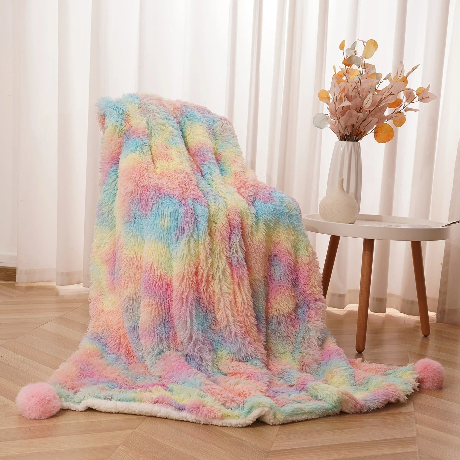 Cocoon Bliss - Coperta Fluffy Arcobaleno per Comfort e Stile in Ogni Stanza!