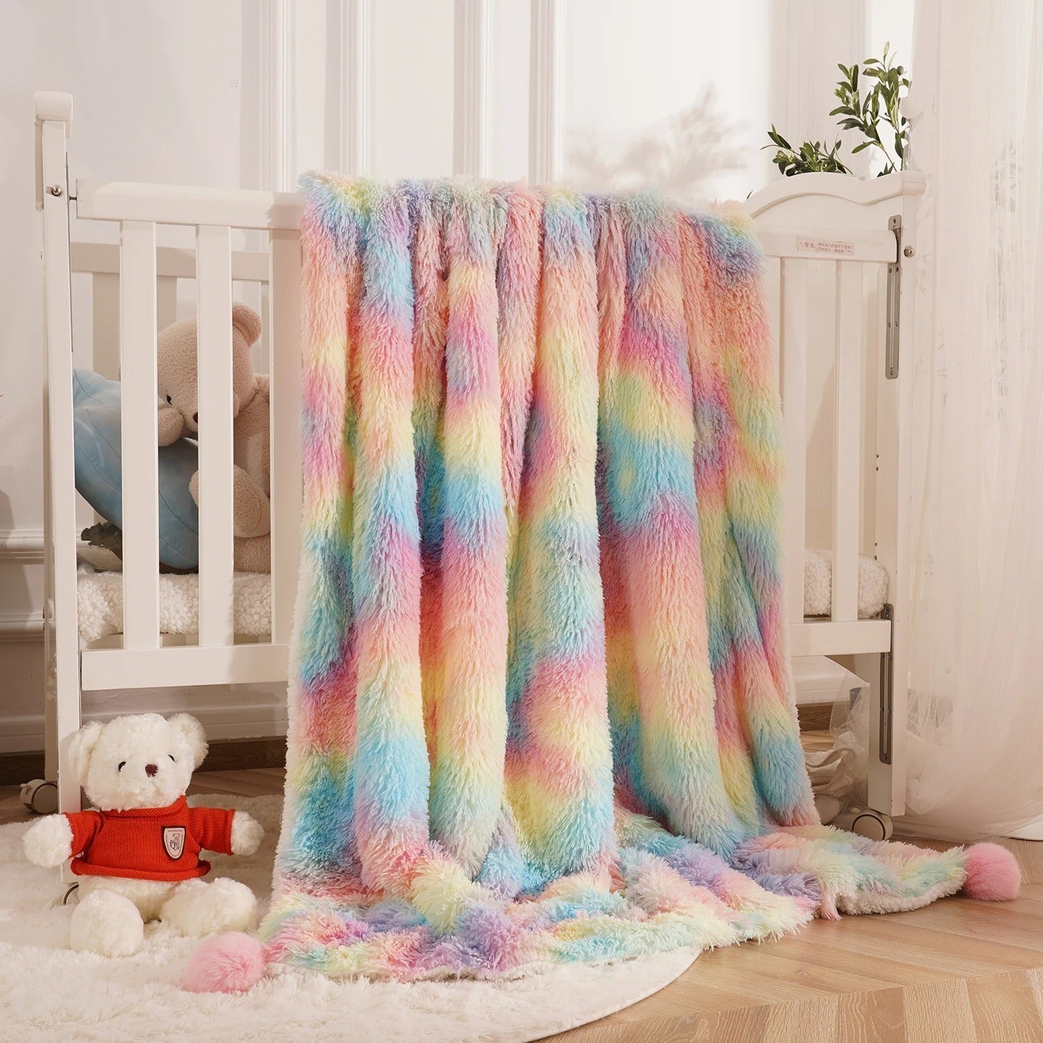 Cocoon Bliss - Coperta Fluffy Arcobaleno per Comfort e Stile in Ogni Stanza!